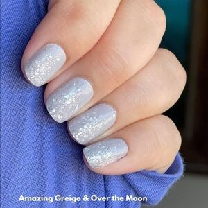 Color Street | Over the Moon, clear satiny white glitter dip nail strips